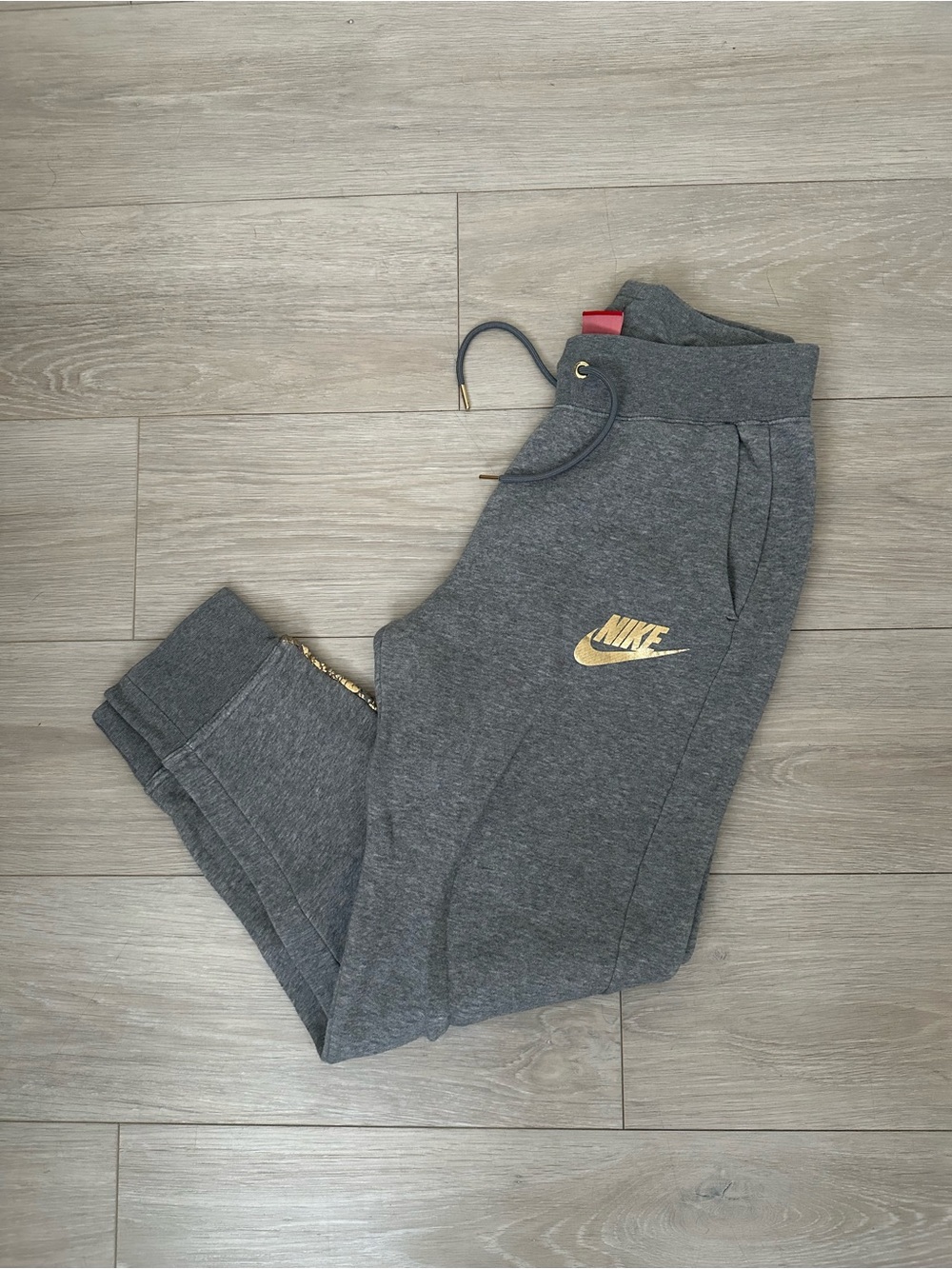 Nike Women’s' Gray Jogger Sweatpants with Gold Logo